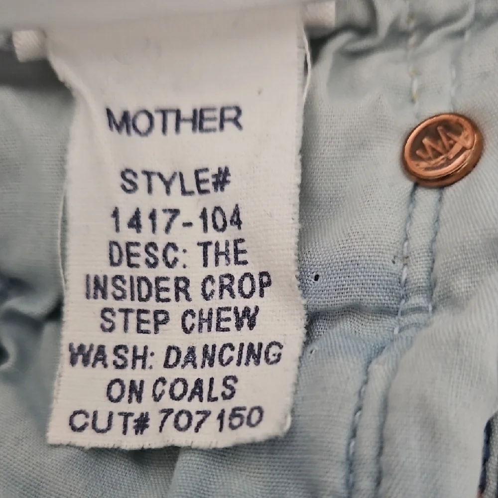MOTHER The Insider Crop Step Chew Dancing on Coals Distressed Raw Hem Jeans 25